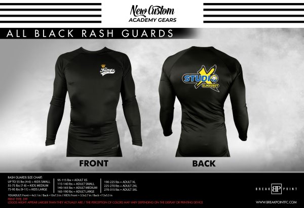 Kings Combat All Black Custom Rash Guards Long Sleeves #1378 A (Elmhurst) For Discount