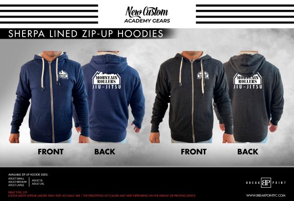 Mountain Rollerz Jiu-Jitsu Academy Sherpa Lined Zip-Up Hoodie #1134 B Cheap