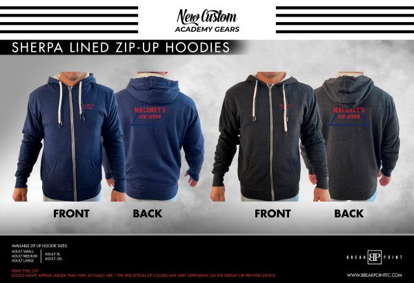 Maloney’s Jiu Jitsu Academy Sherpa Lined Zip-Up Hoodie #1074 A Supply