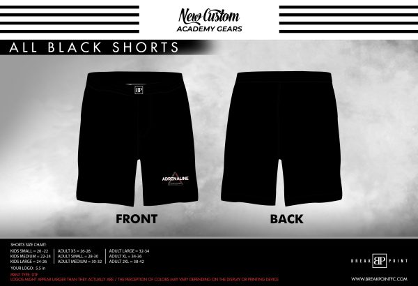 Adrenaline Training Center All Black Custom Shorts #896 C Hot on Sale