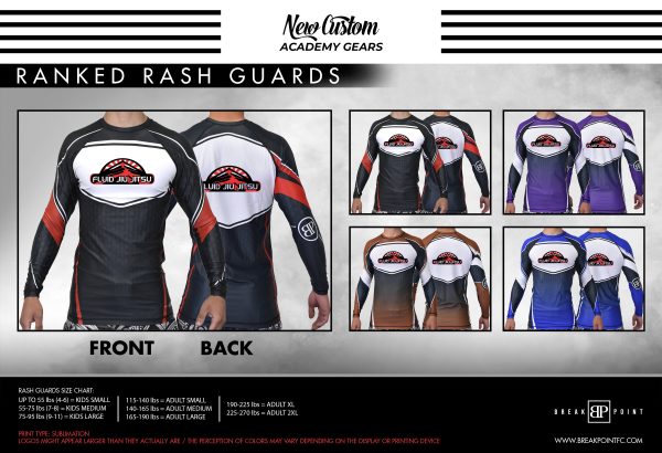 Fluid Jiu Jitsu Academy Ranked Long Sleeve Rash Guards #1368 For Discount