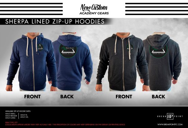 Green Dragon Gracie JiuJitsu Academy Sherpa Lined Zip-Up Hoodie #875 A Supply