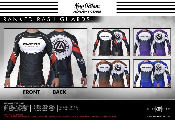 Empire Brazilian Jiu Jitsu Academy Ranked Long Sleeve Rash Guards #1364 Online Hot Sale