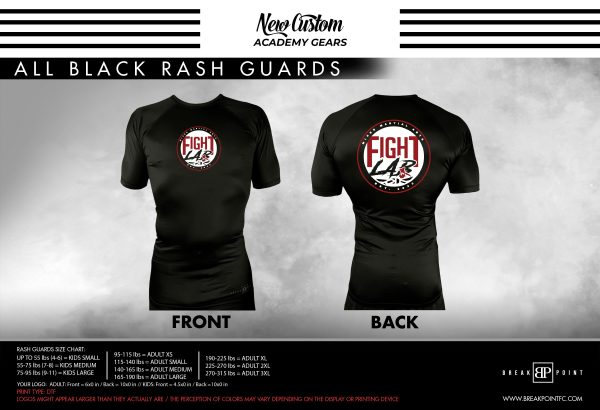 Mat Lab All Black Custom Rash Guards Short Sleeves #1247 B For Sale
