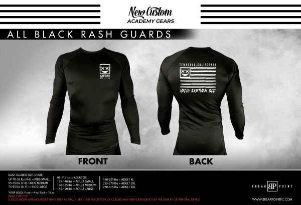 Checkmat Temecula All Black Custom Rash Guards Long Sleeves #258 G (Helio Barthem Jiu Jitsu) Cheap