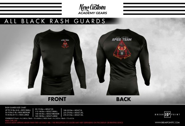 Apes All Black Custom Rash Guards Long Sleeves #1331 C Online Hot Sale