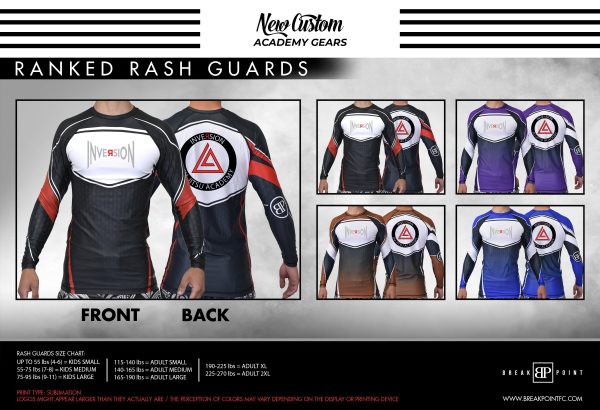 Inversion Jiu Jitsu Academy Ranked Long Sleeve Rash Guards #1350 on Sale