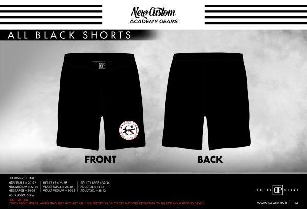 Castroviejo BJJ Academy All Black Custom Shorts #1342 For Sale
