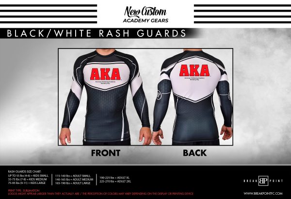 AKA Monterey Bay Academy Rash Guards Black White #970 A For Discount