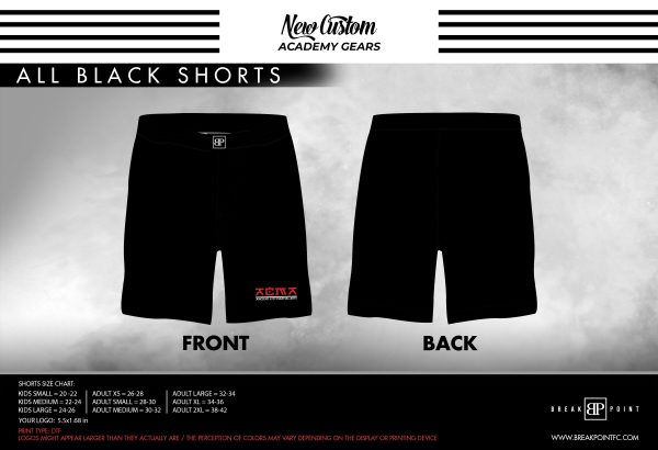 Ancient City Martial Arts All Black Custom Shorts #492 B (Red) Discount