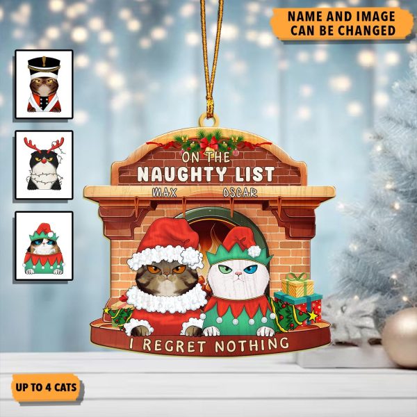 On The Naughty List Cat Personalized Custom Shaped Ornament, Personalized Gift for Cat Lovers, Cat Mom, Cat Dad - WO023PS02 Fashion - Image 2