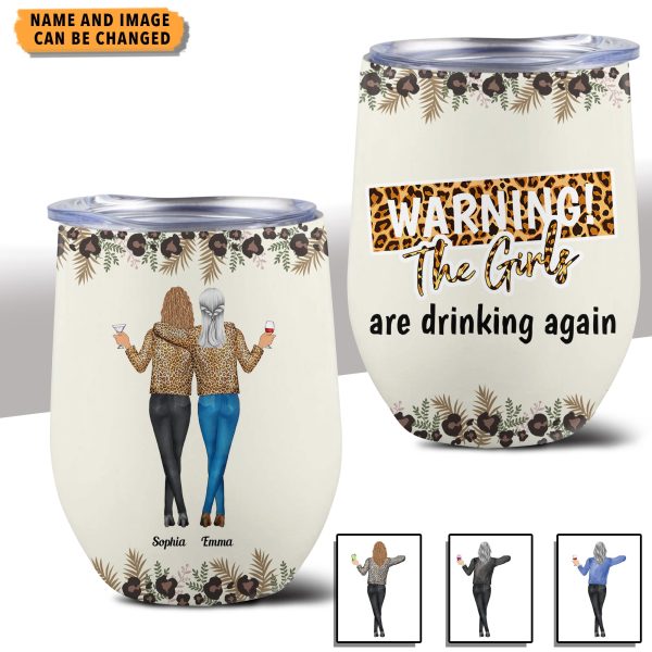 Warning Drinking Again Bestie Personalized Wine Tumbler, Personalized Gift for Besties, Sisters, Best Friends, Siblings - WT008PS02 Online - Image 2
