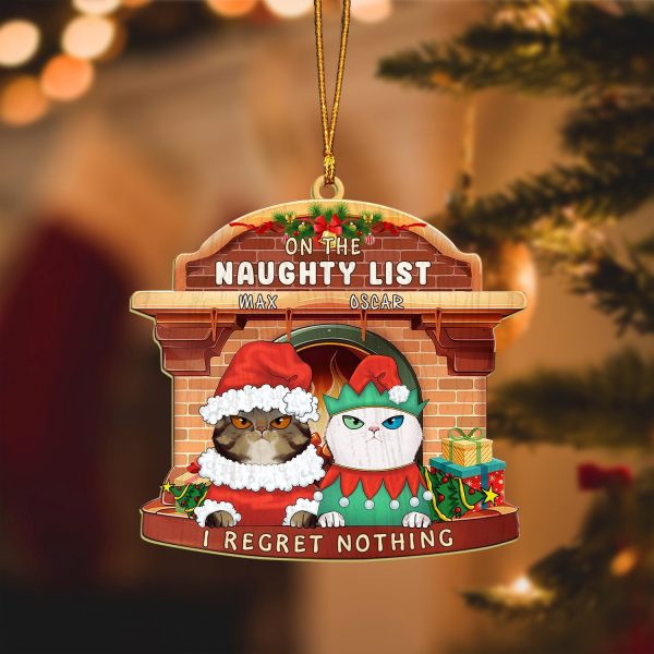 On The Naughty List Cat Personalized Custom Shaped Ornament, Personalized Gift for Cat Lovers, Cat Mom, Cat Dad - WO023PS02 Fashion