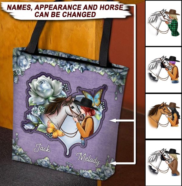 Horse Lover Personalized All Over Tote Bag, Personalized Gift for Horse Lovers - TO046PS01 For Sale