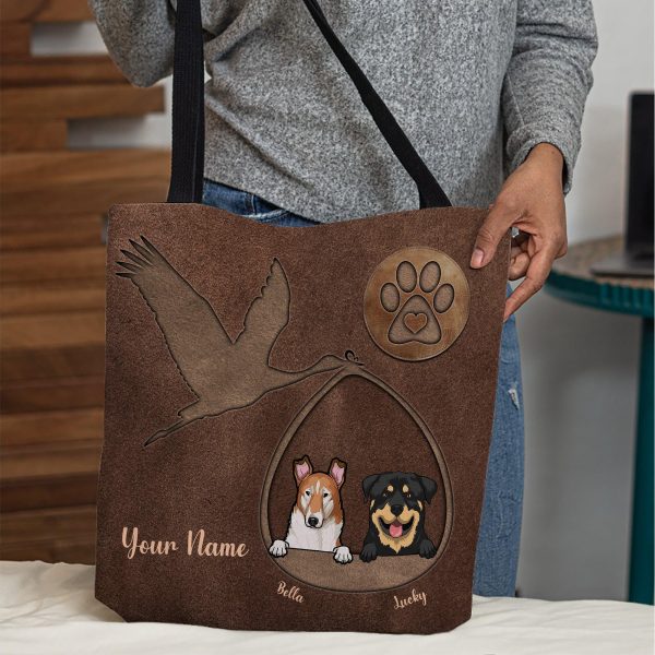 Dog Stork Personalized All Over Tote Bag, Personalized Gift for Dog Lovers, Dog Dad, Dog Mom - TO059PS08 For Cheap - Image 2